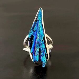 NWOT Sterling Silver Raw Rainbow Aura Kyanite Ring